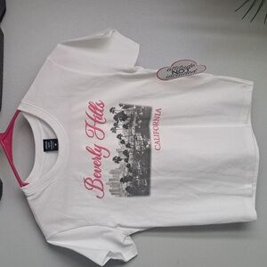 Beverly Hills California White Tee Sz M 100% Cotton PTP: 16.5"- 20"   Length:19"